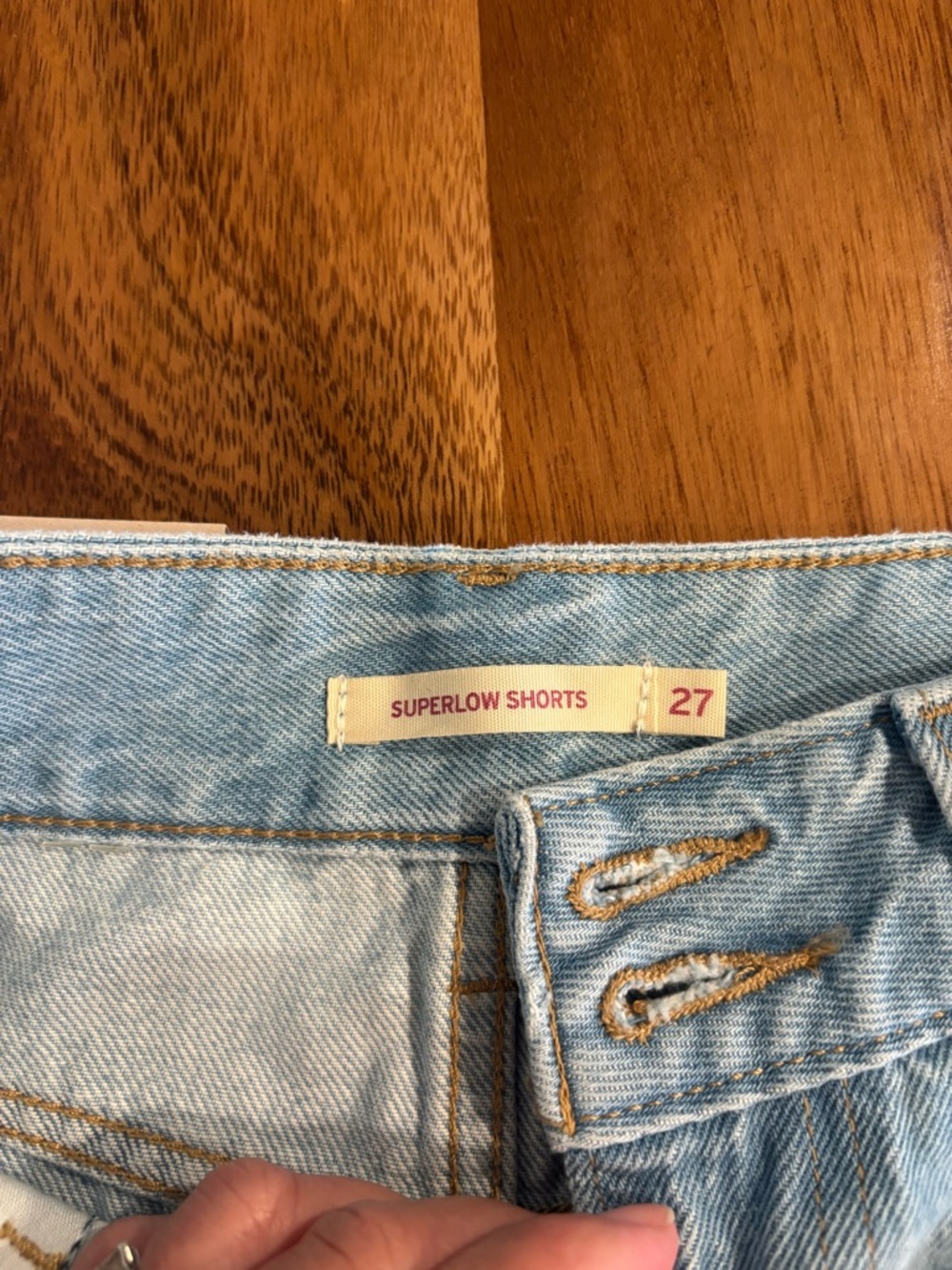 Levi's Light Blue Denim Shorts with Leather Patch